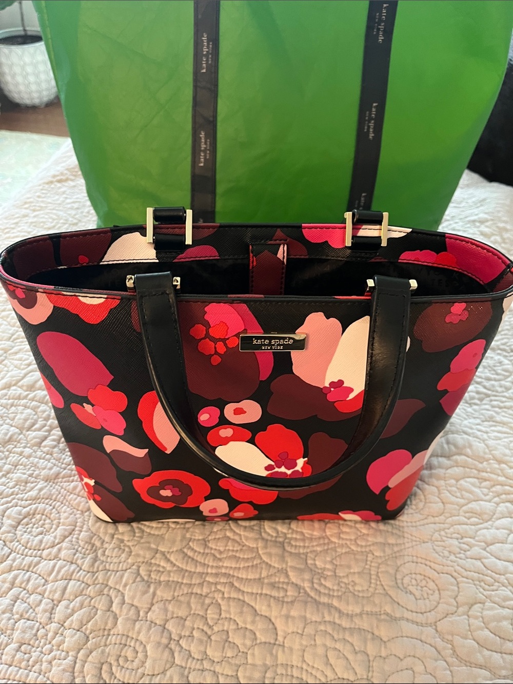 KATE SPADE Handbag with Pink and Red Floral Print